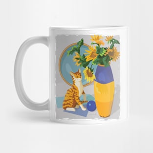 Cat and Sunflowers Mug